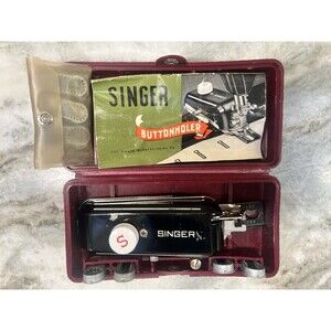Vintage  Singer Buttonholer 160743 in Original Box 7 Templates USA EUC W/booklet